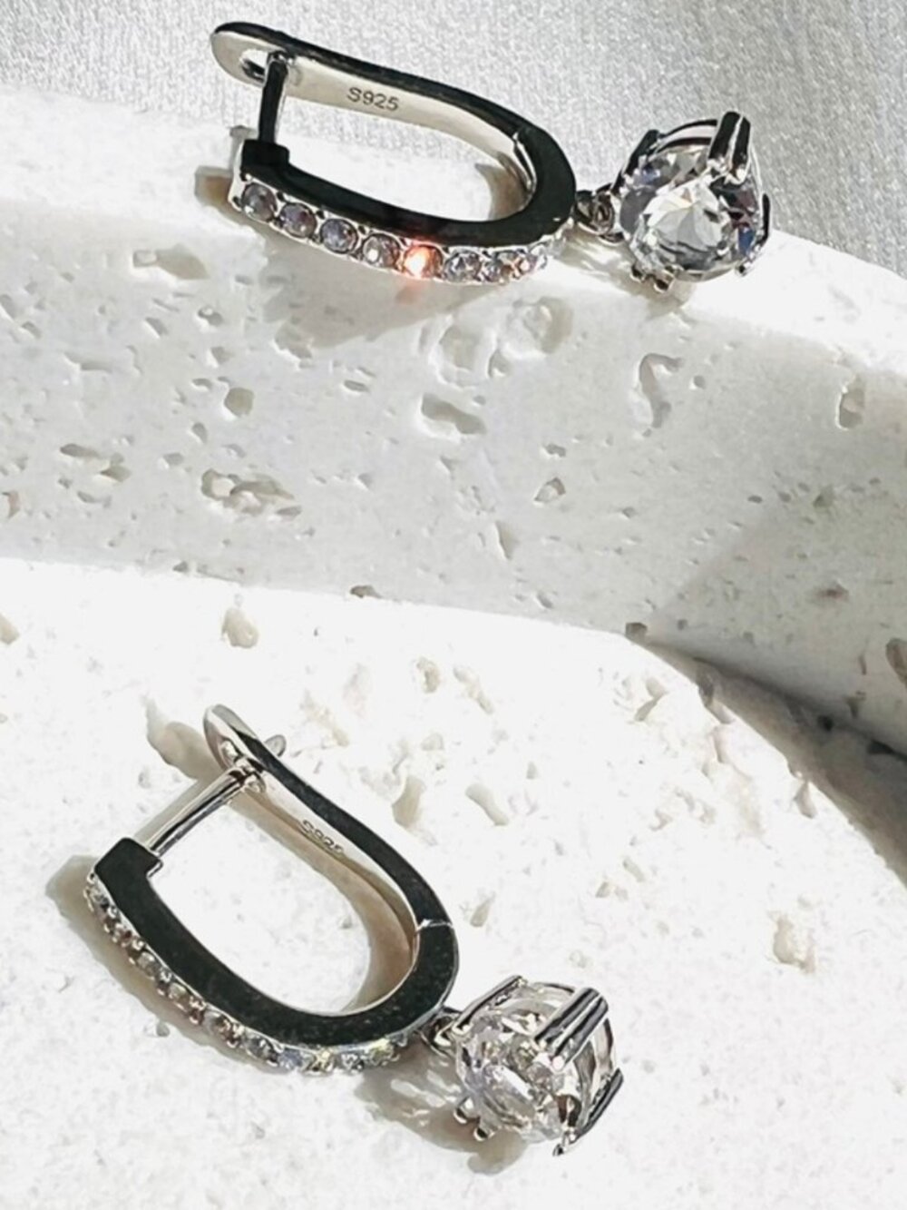 925 Sterling Silver Austrian Crystal Dangle Drop Earrings NWT